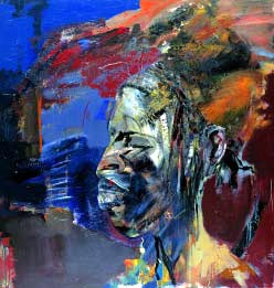 Franta, Femme touareg, 1990. 150 x 150 cm. Peinture acrylique sur toile.